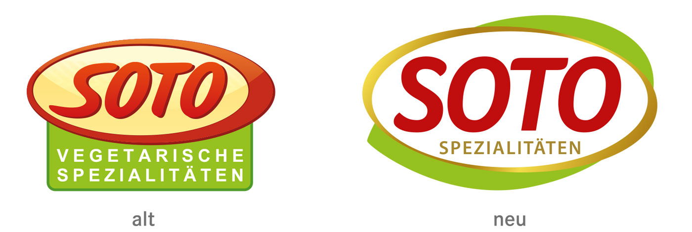 Gegenüberstellung des alten und des neuen SOTO-Logos, beschriftet mit „alt“ und „neu“